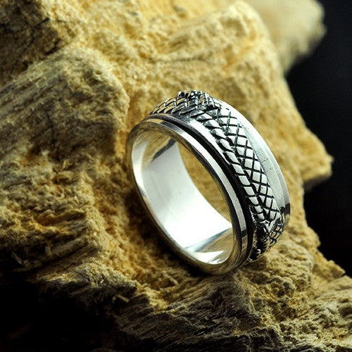 92.5% Pure Silver Dragon Fortune Spinner Ring