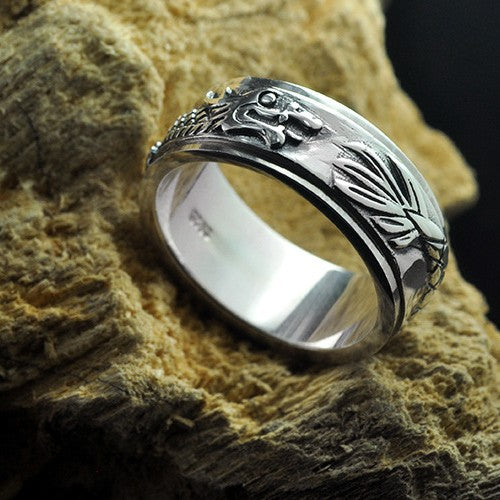 92.5% Pure Silver Dragon Fortune Spinner Ring