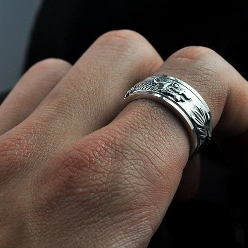 92.5% Pure Silver Dragon Fortune Spinner Ring