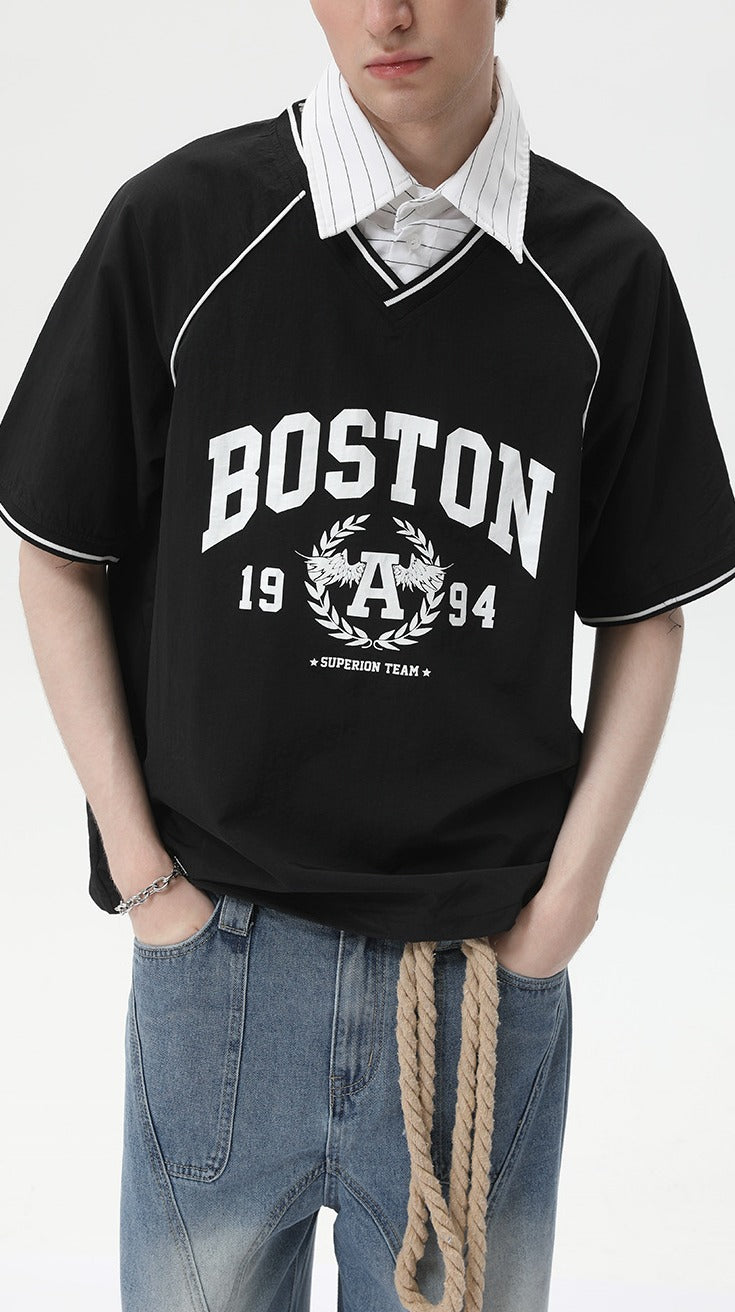 Varsity Layer V-Neck Tee