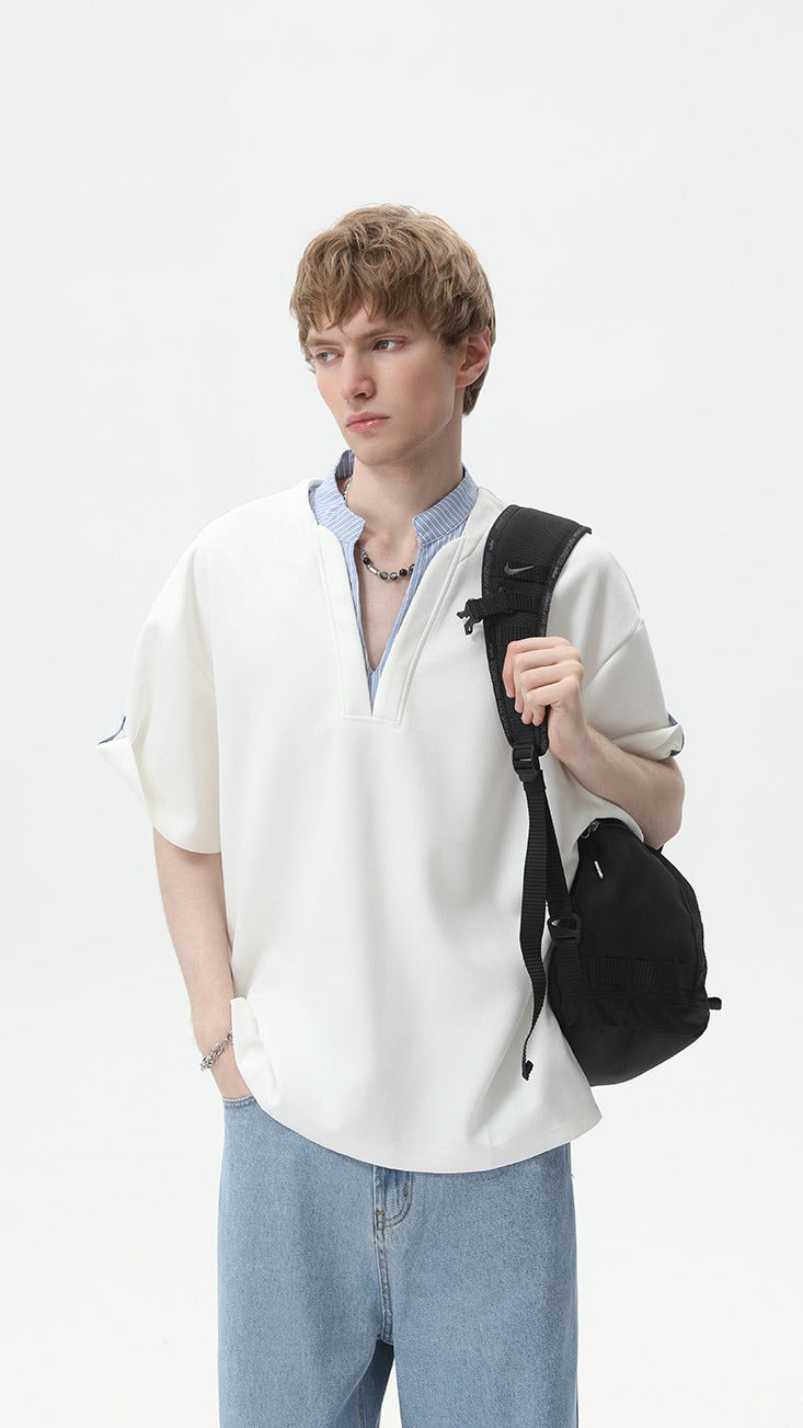 Layered Stripe V-Neck Tee