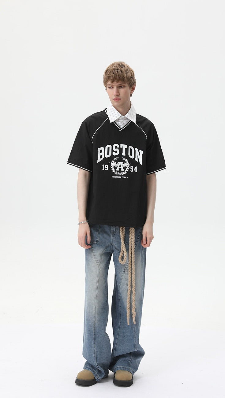 Varsity Layer V-Neck Tee