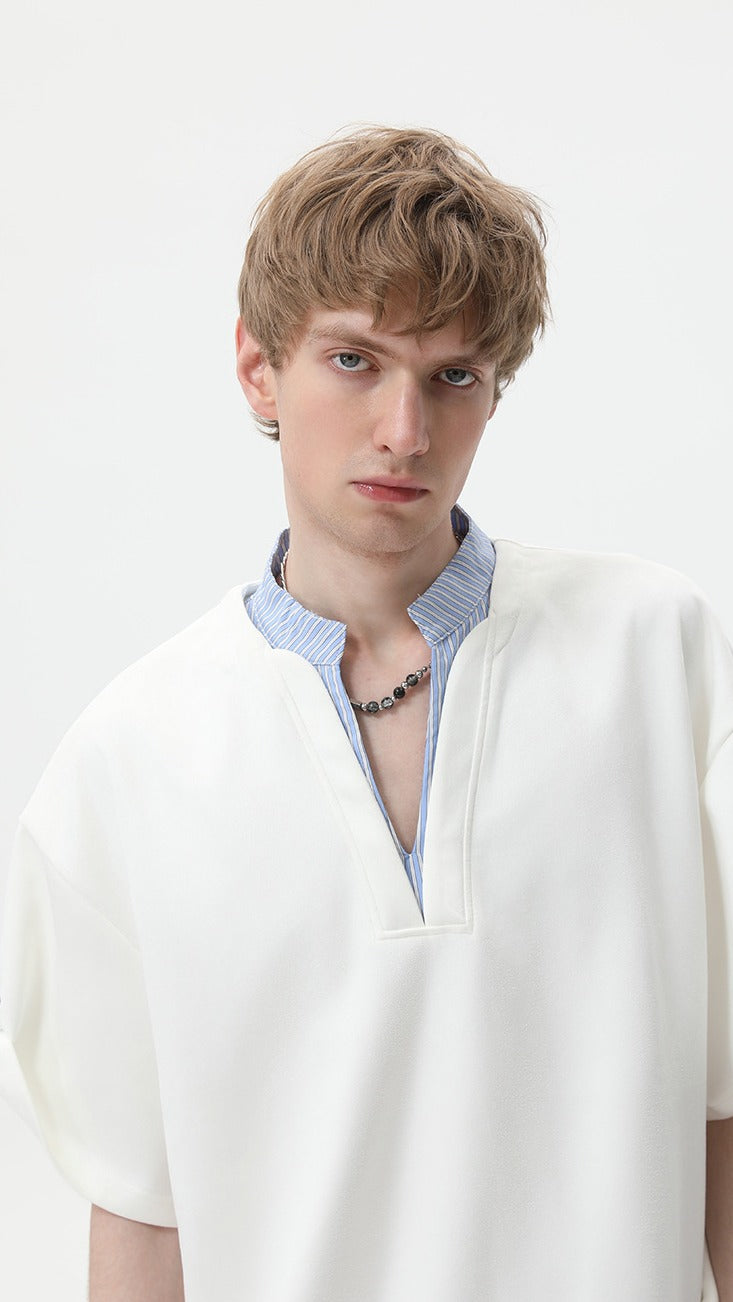 Layered Stripe V-Neck Tee