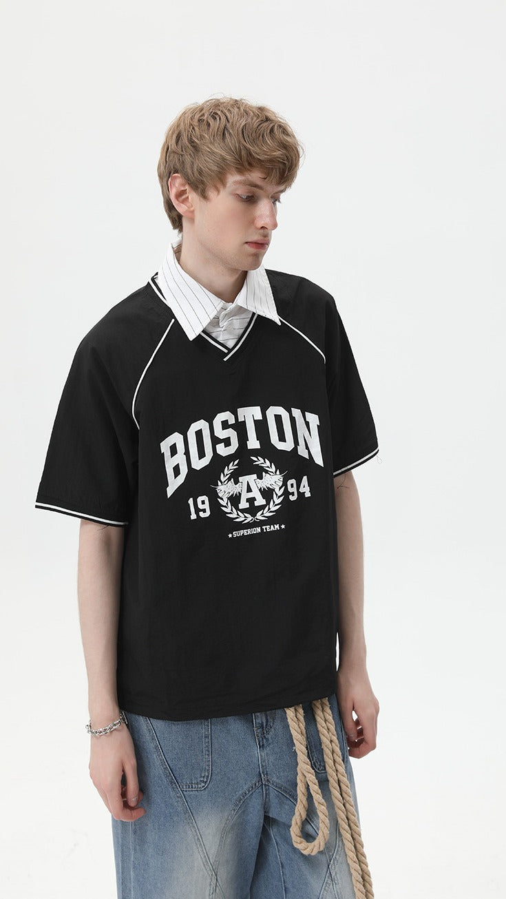 Varsity Layer V-Neck Tee