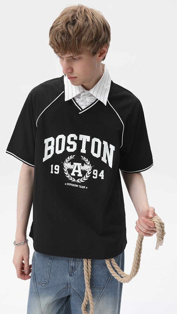 Varsity Layer V-Neck Tee