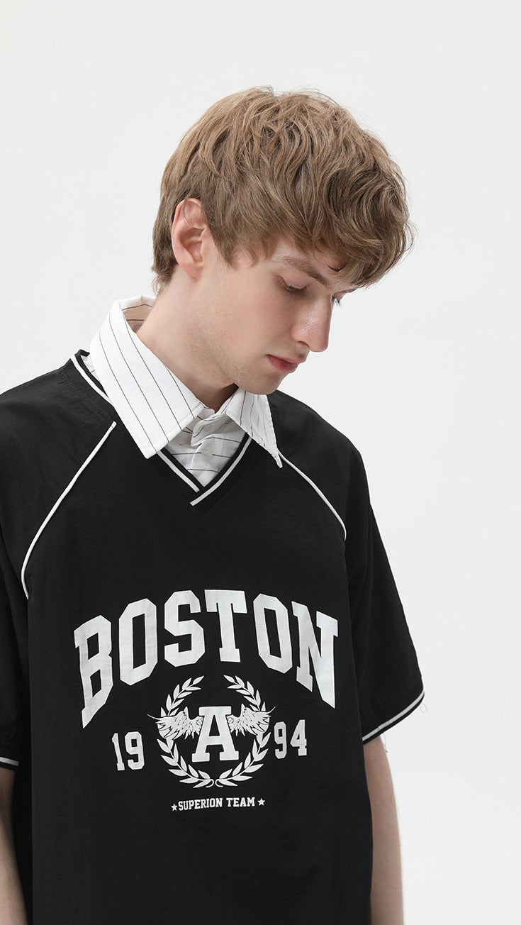 Varsity Layer V-Neck Tee