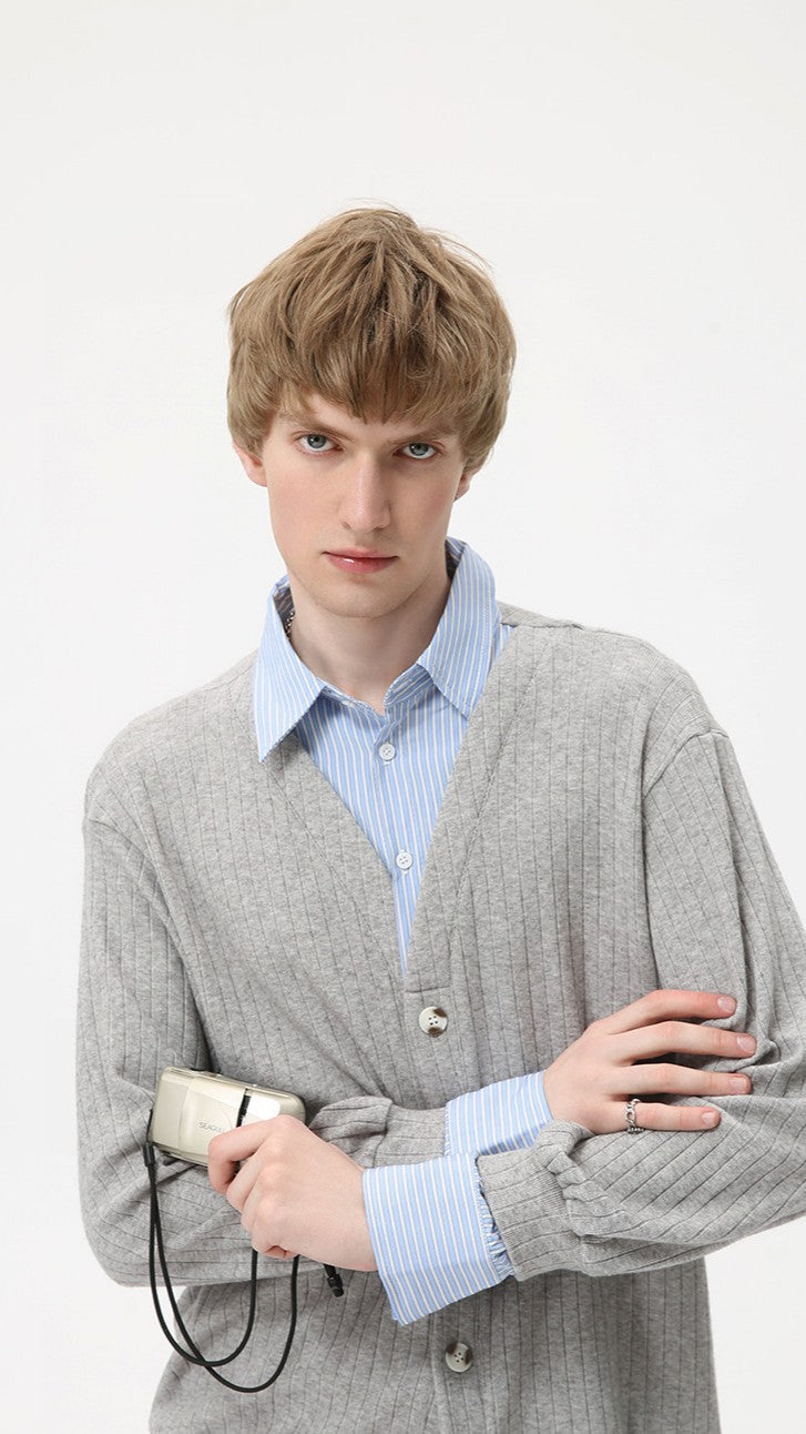 Contrast V-Neck Knit