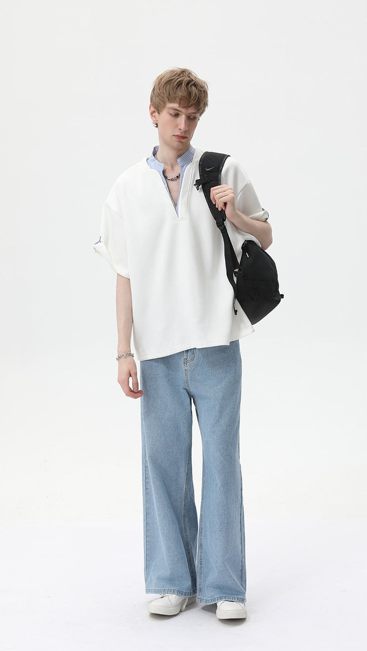 Layered Stripe V-Neck Tee